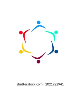 COLORFUL PEOPLE TOGETHER SIGN, SYMBOL, ART, LOGO ISOLATED ON WHITE