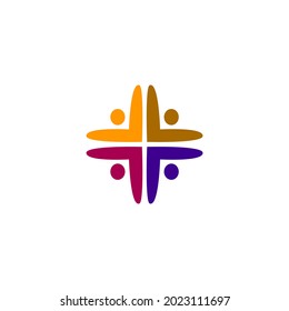 COLORFUL PEOPLE TOGETHER SIGN, SYMBOL, ART, LOGO ISOLATED ON WHITE