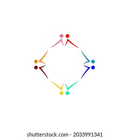 Colorful People Together Sign, Symbol, Art, Logo isolated on white