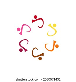COLORFUL PEOPLE TOGETHER SIGN, SYMBOL, ART, LOGO ISOLATED ON WHITE