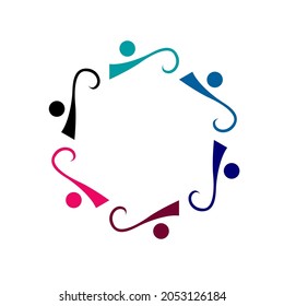 COLORFUL PEOPLE TOGETHER SIGN, SYMBOL, ART, LOGO ISOLATED ON WHITE