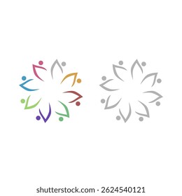 COLORFUL PEOPLE TOGETHER SIGN SYMBOL LOGO VECTOR