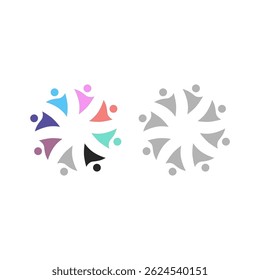 COLORFUL PEOPLE TOGETHER SIGN SYMBOL LOGO VECTOR