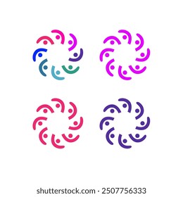 COLORFUL PEOPLE TOGETHER TEAMWORK SIGN SYMBOL LOGO VECTOR ISOLATED ON WHITE