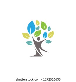 Colorful people tree symbol vector icons symbol. Spring leaves ecology symbols. Vector illustration EPS.8 EPS.10