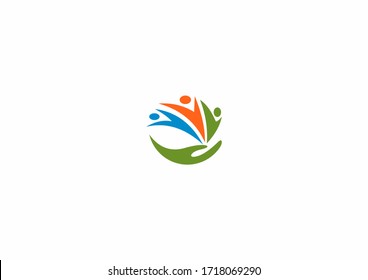 Colorful people unity vector logo design template