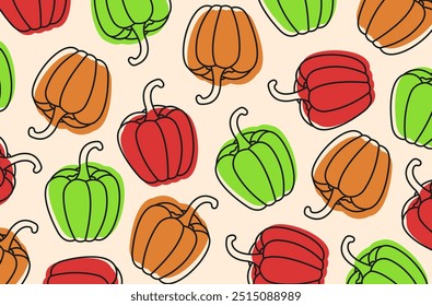Fundo de ilustrações coloridas do vetor de pimentões.