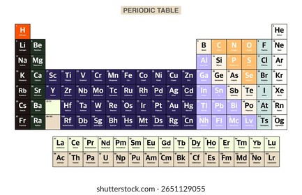 Tabela periódica colorida de elementos.tabela periódica vetor.tabela periódica ilustração