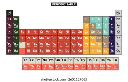 Tabela periódica colorida de elementos.tabela periódica vetor.tabela periódica ilustração