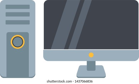 Colorful personal computer isolated on white background. Vector flat icon.