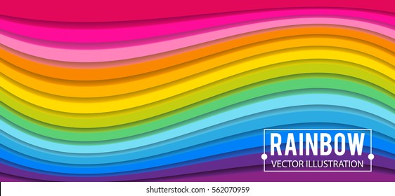 Colorful Perspective Rainbow Wave Background. Bright Motion. Happy Space. Vector illustration