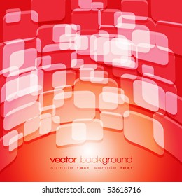 Colorful perspective warped squares vector background with text