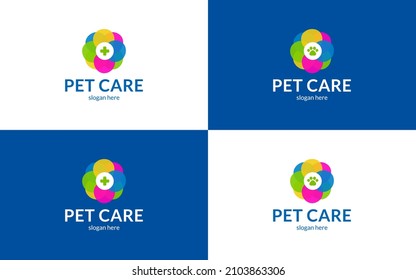 Colorful pet care logo. Vector illustration.