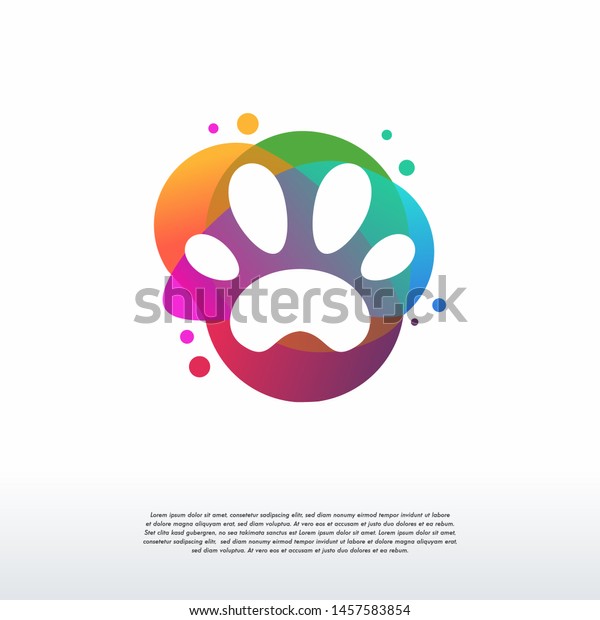 Colorful Pet Paws Logo Designs Concept Stock Vector Royalty Free