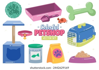 Colorful Pet Shop Illustration Vector Set