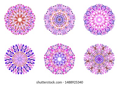 Colorful petal mandala logo set - ornate geometrical abstract vector illustrations