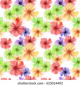Colorful petunia flowers. Vector background, multicolor seamless pattern