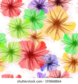 Colorful petunia flowers.Vector background, seamless pattern.