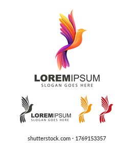 colorful Phoenix or eagle flying logo illustration vector template