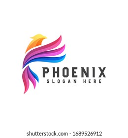 colorful phoenix or eagle logo design vector template