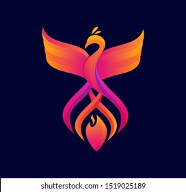 colorful phoenix fire logo design vector