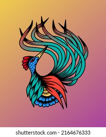 colorful phoenix illustration, creative design, simple, elegant, with modern art style. - Vector.
