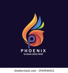 Colorful phoenix logo design in vector