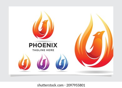 Colorful Phoenix Logo With Fire Concept