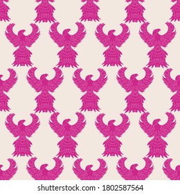 Colorful phoenix repeat pattern print background