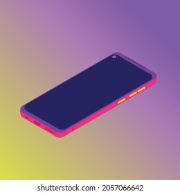 A colorful phone with cold gradient background