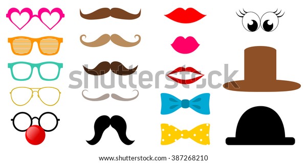 Colorful Photo Booth Props Icon Set Stock Vector (Royalty Free) 387268210