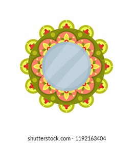 Colorful photo frame round shape, album template for kids with space for photo or text, card, picture frame vector Illustration on a white background