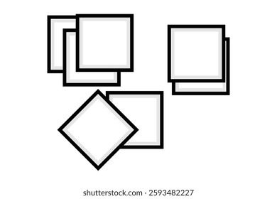 colorful photo frame template design icon set. children picture photo frame  and painting photo frame on white background. vector illustration.