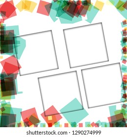 Colorful photo frames, vector illustrations. square borders with various colors and transparent patterns that are isolated on a white background