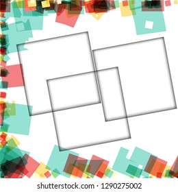 Colorful photo frames, vector illustrations. square borders with various colors and transparent patterns that are isolated on a white background