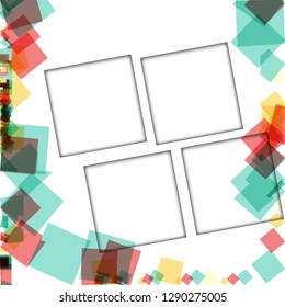 Colorful photo frames, vector illustrations. square borders with various colors and transparent patterns that are isolated on a white background