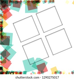 Colorful photo frames, vector illustrations. square borders with various colors and transparent patterns that are isolated on a white background