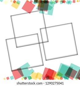 Colorful photo frames, vector illustrations. square borders with various colors and transparent patterns that are isolated on a white background