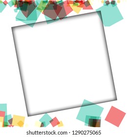 Colorful photo frames, vector illustrations. square borders with various colors and transparent patterns that are isolated on a white background