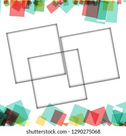 Colorful photo frames, vector illustrations. square borders with various colors and transparent patterns that are isolated on a white background