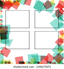 Colorful photo frames, vector illustrations. square borders with various colors and transparent patterns that are isolated on a white background