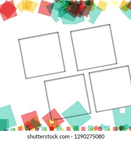 Colorful photo frames, vector illustrations. square borders with various colors and transparent patterns that are isolated on a white background
