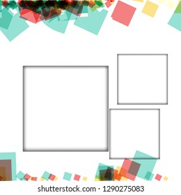 Colorful photo frames, vector illustrations. square borders with various colors and transparent patterns that are isolated on a white background