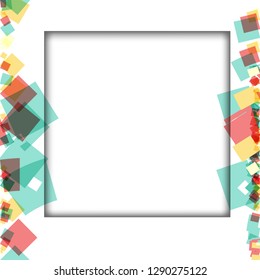 Colorful photo frames, vector illustrations. square borders with various colors and transparent patterns that are isolated on a white background
