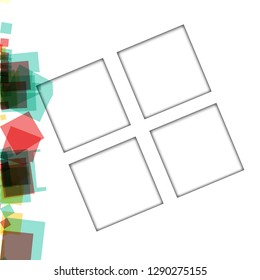 Colorful photo frames, vector illustrations. square borders with various colors and transparent patterns that are isolated on a white background