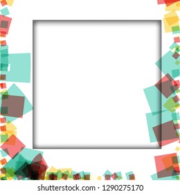 Colorful photo frames, vector illustrations. square borders with various colors and transparent patterns that are isolated on a white background