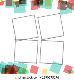 Colorful photo frames, vector illustrations. square borders with various colors and transparent patterns that are isolated on a white background