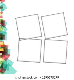 Colorful photo frames, vector illustrations. square borders with various colors and transparent patterns that are isolated on a white background