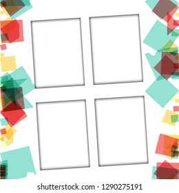 Colorful photo frames, vector illustrations. square borders with various colors and transparent patterns that are isolated on a white background