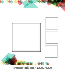 Colorful photo frames, vector illustrations. square borders with various colors and transparent patterns that are isolated on a white background